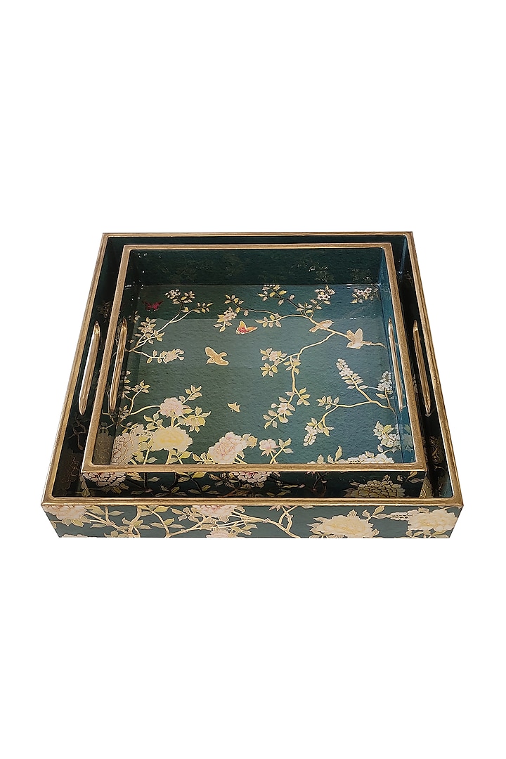 Green MDF Square Tray Set by Expression Gifting at Pernia's Pop Up Shop