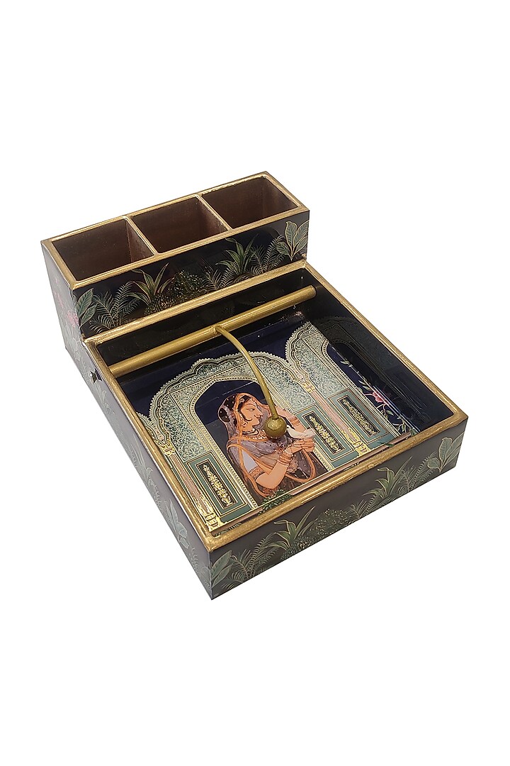 Deep Blue MDF Weight Napkin With Cutlery Holder by Expression Gifting at Pernia's Pop Up Shop