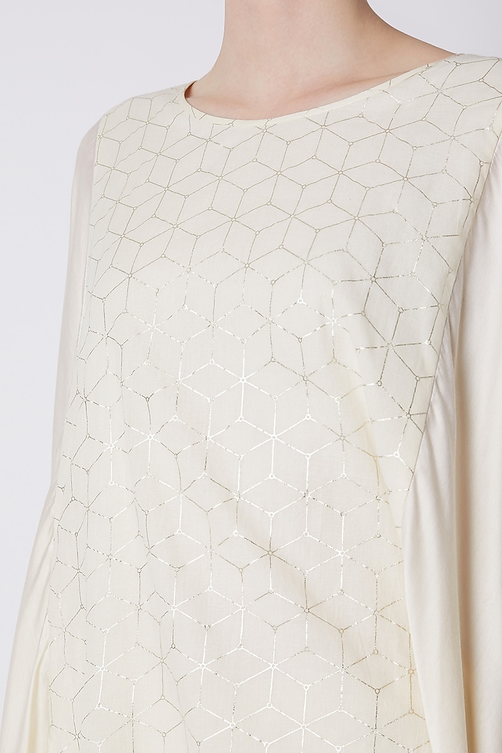 White Foil Printed Top by EZRA at Pernia's Pop Up Shop