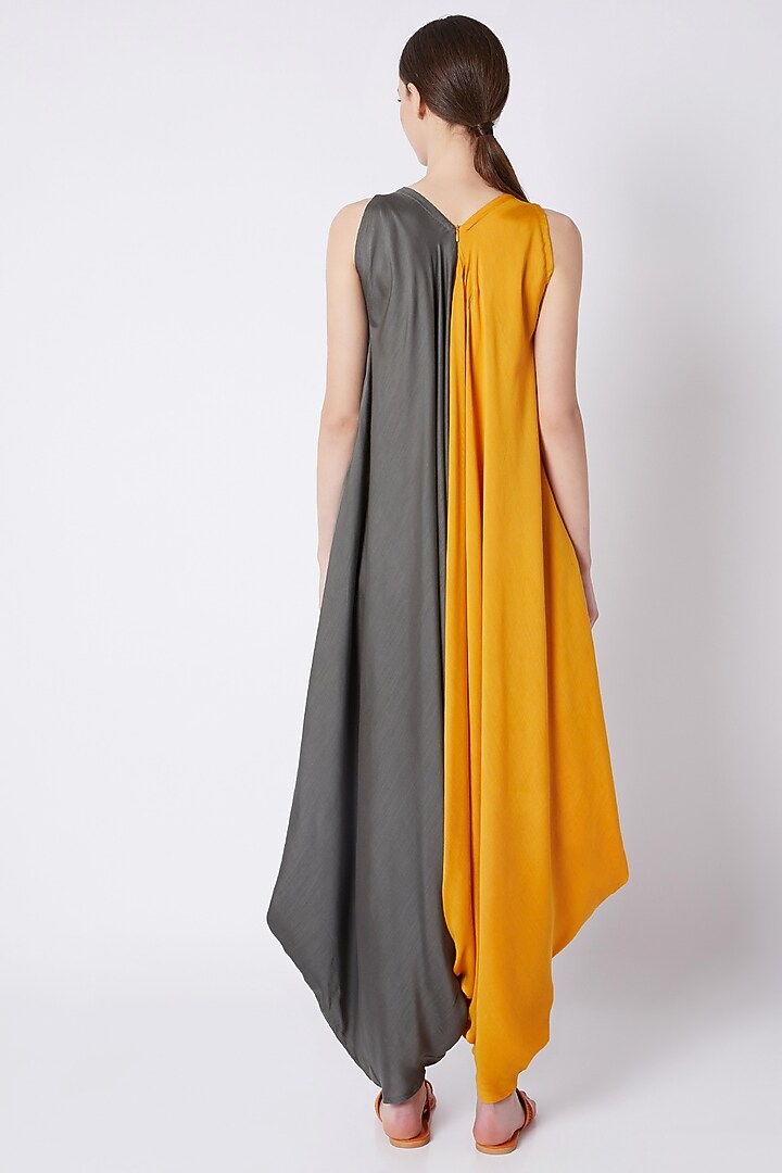 Mustard Color Blocked Jumpsuit by EZRA at Pernia's Pop Up Shop