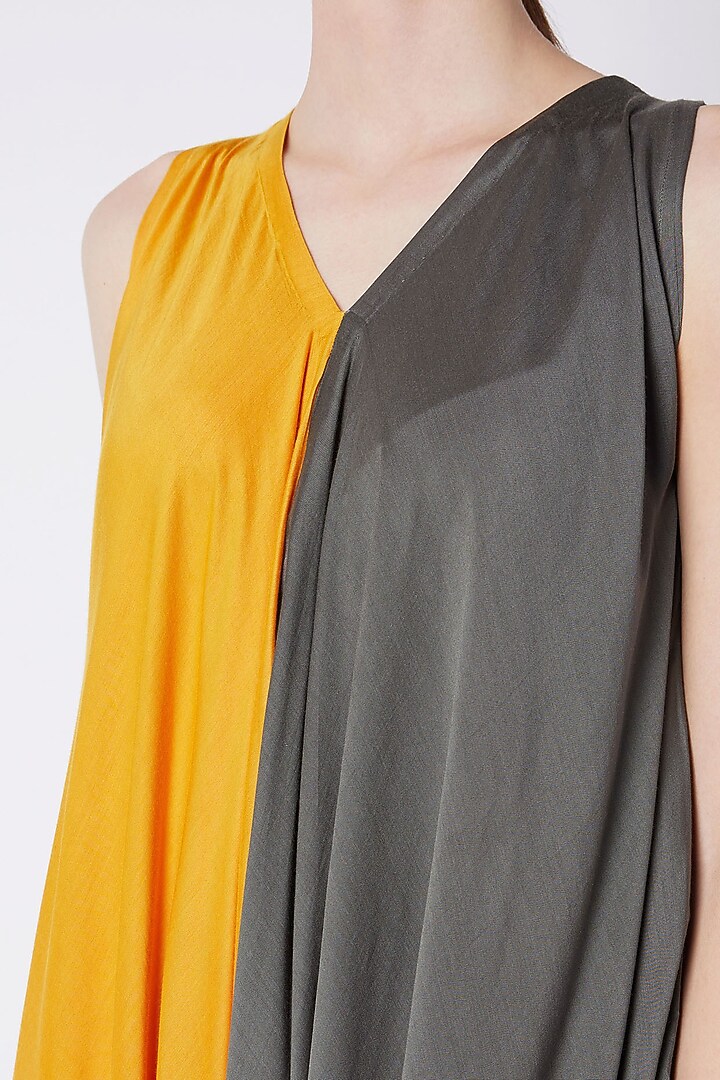 Mustard Color Blocked Jumpsuit by EZRA at Pernia's Pop Up Shop