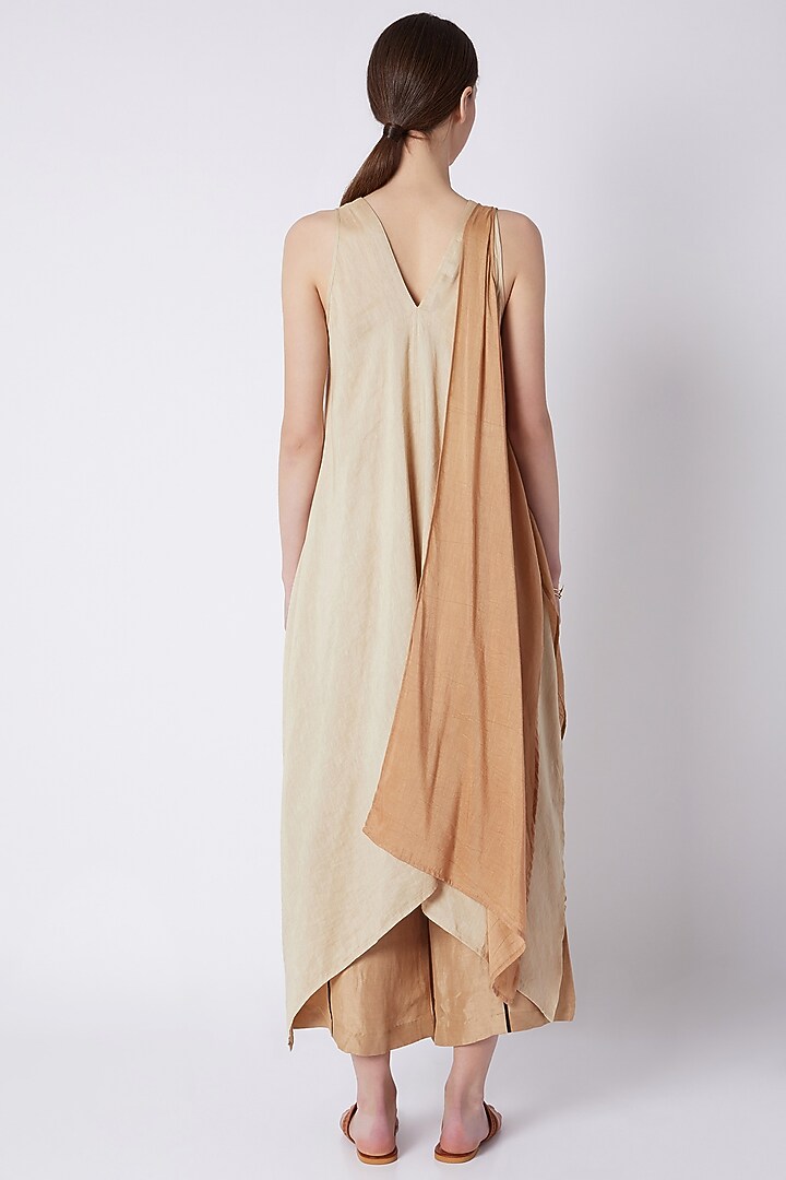 Beige Top With Asymmetric Hemline by EZRA at Pernia's Pop Up Shop