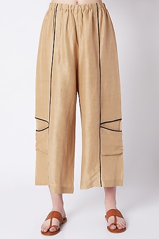 Beige Easy Fitting Cargo Pants by EZRA