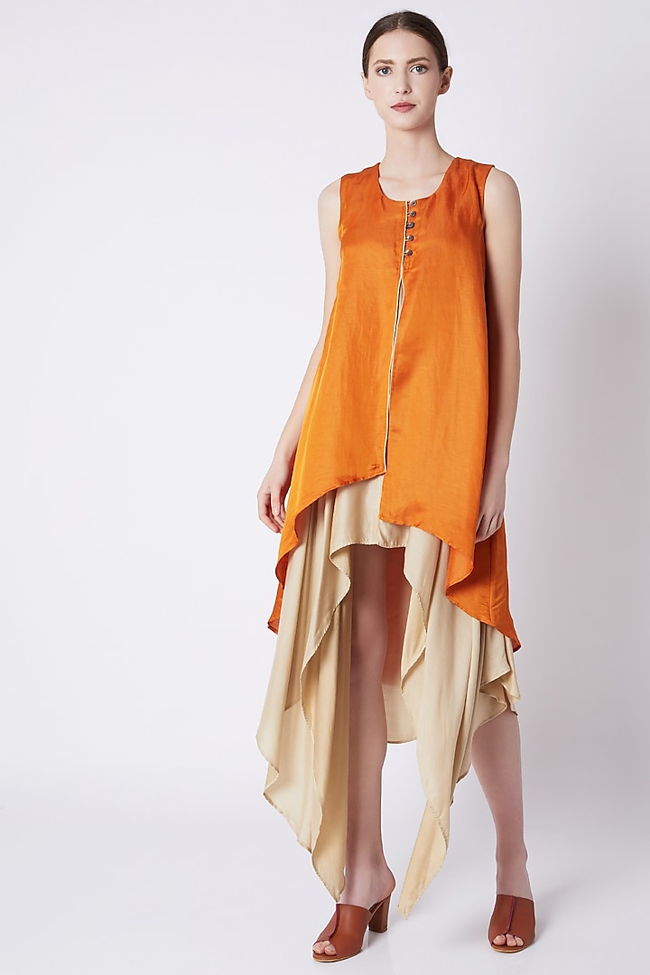 Mustard Double Layered Top With Asymmetric Hemline by EZRA at Pernia's Pop Up Shop