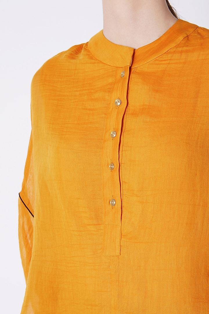 Mustard Chinese Collared Top by EZRA at Pernia's Pop Up Shop