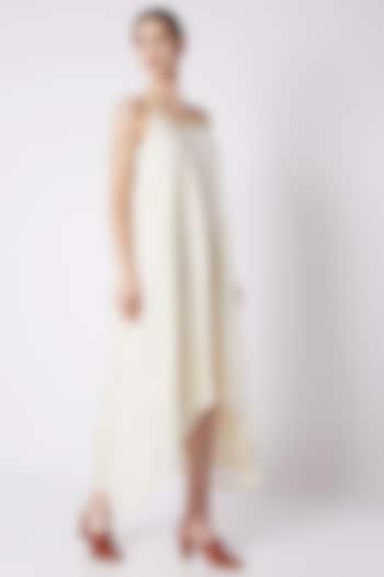 Nude Dress With Uneven Hemline by EZRA