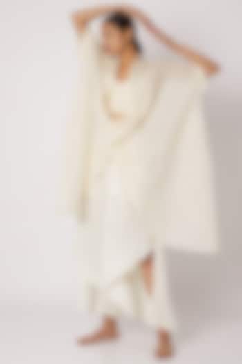 Nude Draped Sheer Jacket by EZRA at Pernia's Pop Up Shop