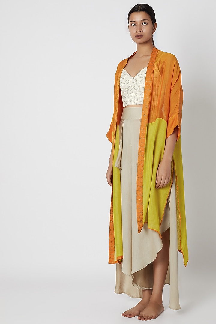 Lime Color Blocked Jacket by EZRA at Pernia's Pop Up Shop