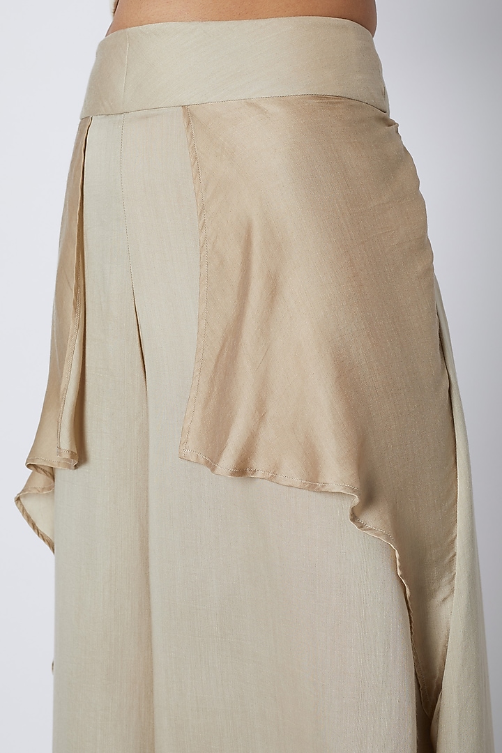 Grey Draped Palazzo Pants by EZRA at Pernia's Pop Up Shop
