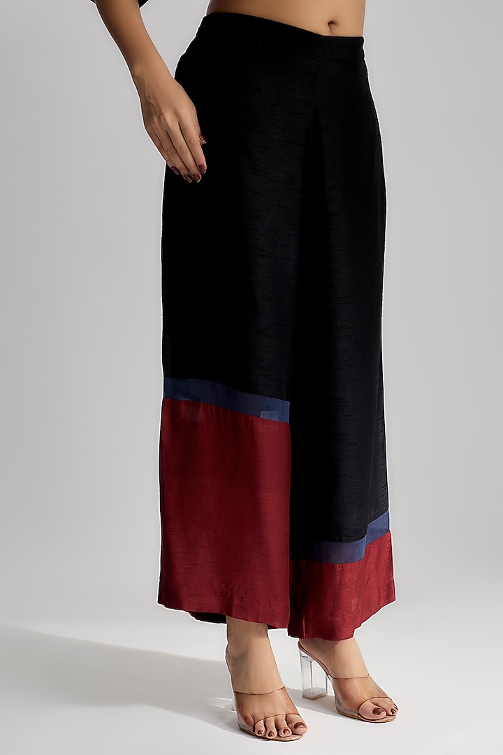 Red Dola Silk & Cotton Satin Kaftan Set by EZRA at Pernia's Pop Up Shop