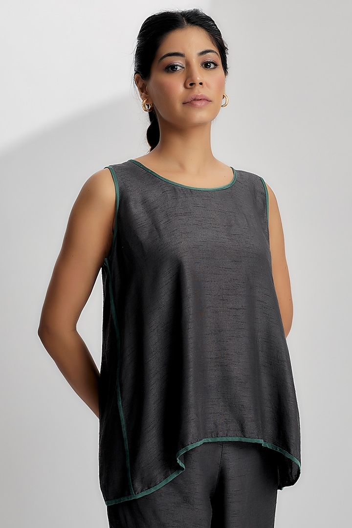 Grey Dola Silk Co-Ord Set by EZRA at Pernia's Pop Up Shop