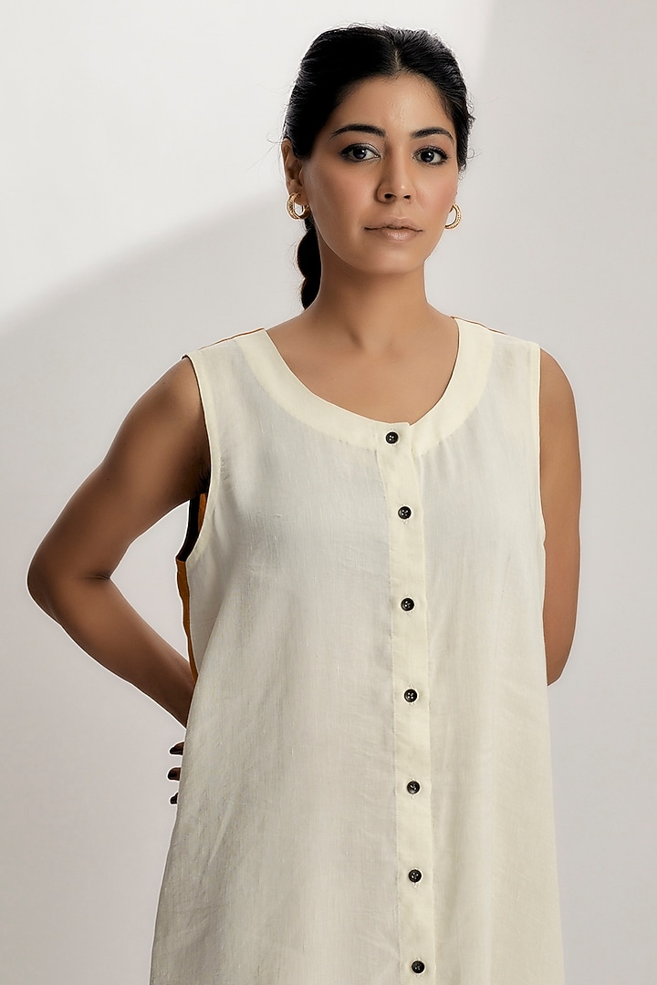 Ivory Linen Satin Summer Dress by EZRA at Pernia's Pop Up Shop