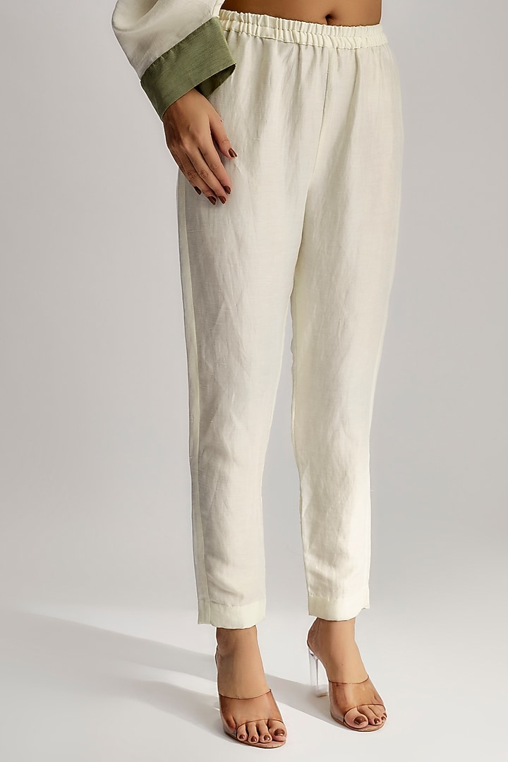 Ivory Linen Satin Co-Ord Set by EZRA at Pernia's Pop Up Shop