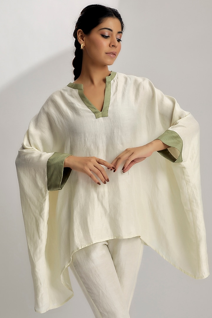 Ivory Linen Satin Co-Ord Set by EZRA at Pernia's Pop Up Shop
