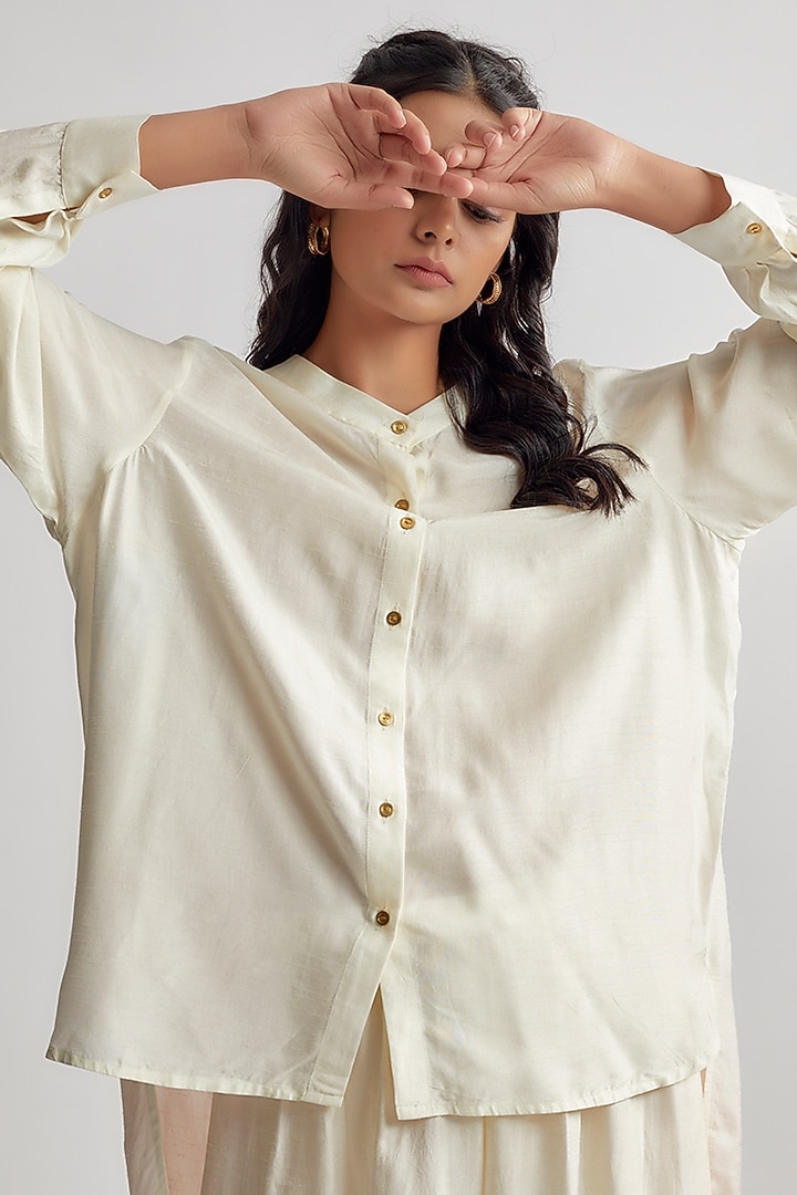 Ivory Dola Silk Co-Ord Set by EZRA at Pernia's Pop Up Shop