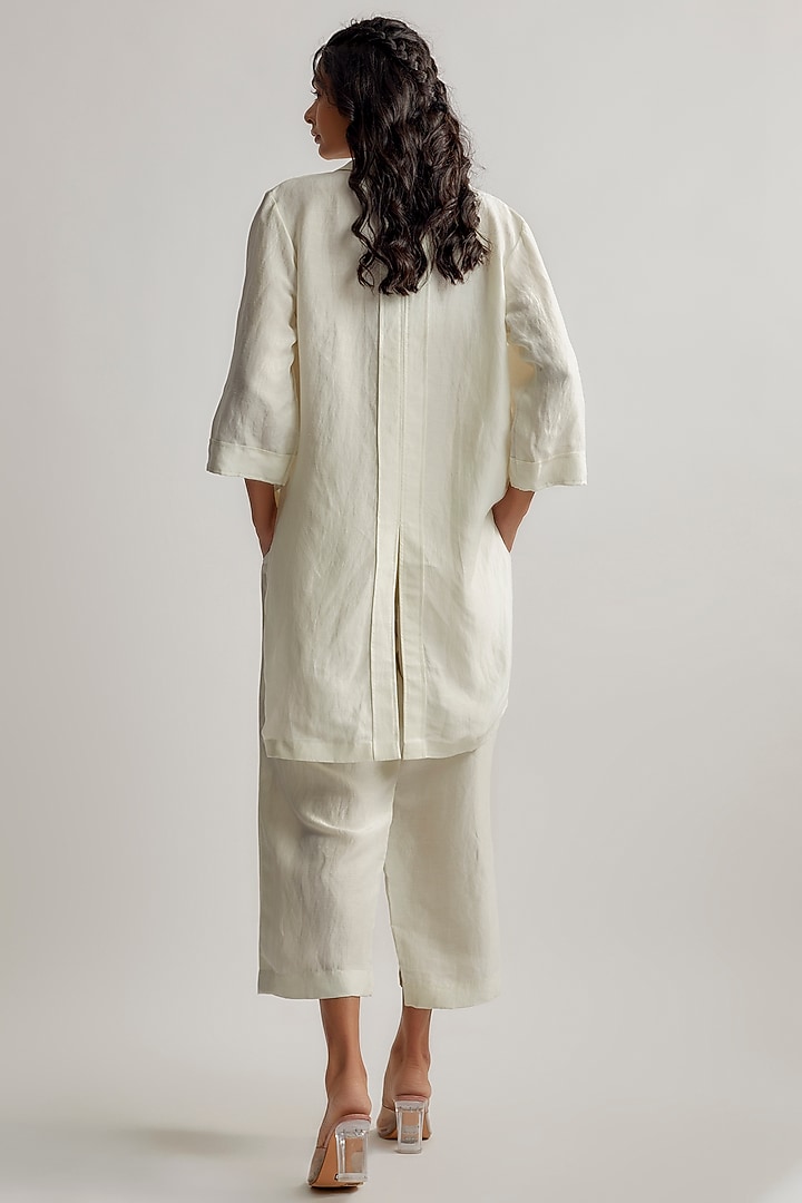 Ivory Linen Satin Co-Ord Set by EZRA at Pernia's Pop Up Shop