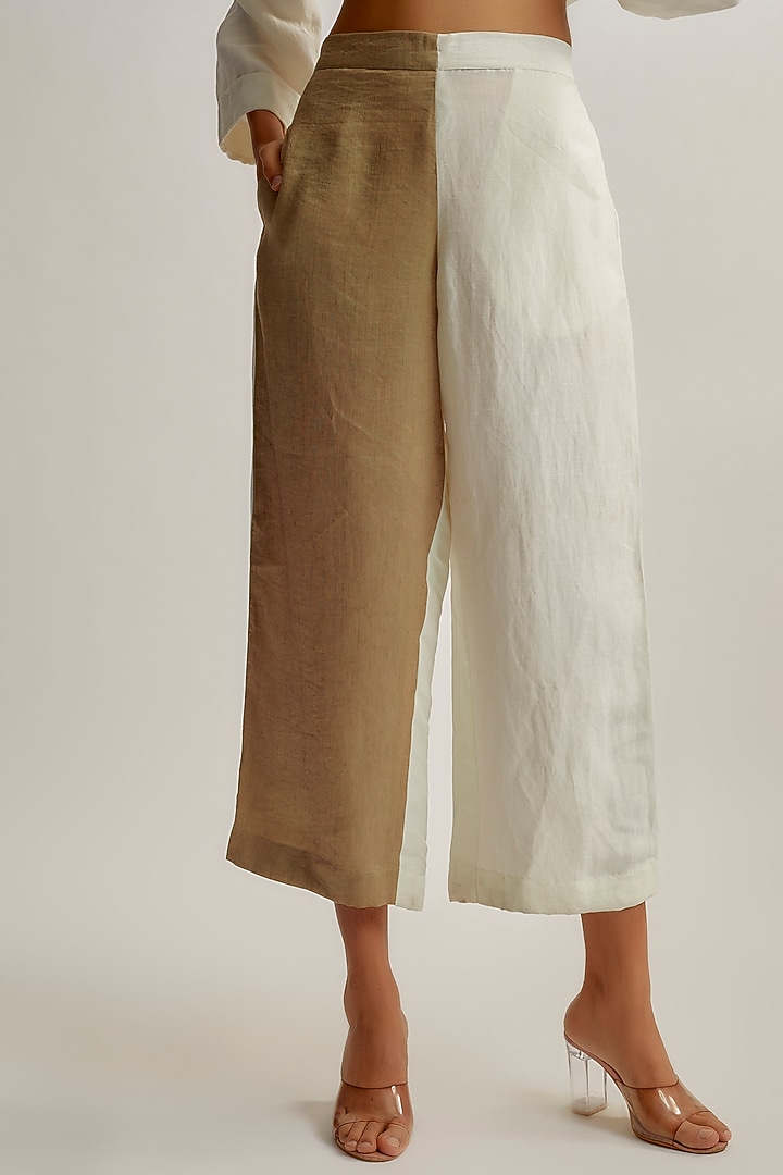 Ivory Linen Satin Co-Ord Set by EZRA at Pernia's Pop Up Shop