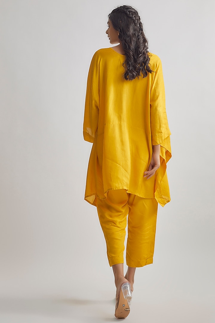 Yellow Dola Silk Co-Ord Set by EZRA at Pernia's Pop Up Shop