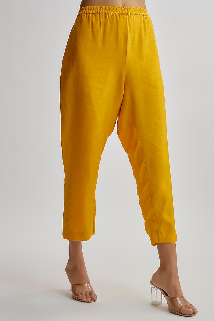 Yellow Dola Silk Co-Ord Set by EZRA at Pernia's Pop Up Shop