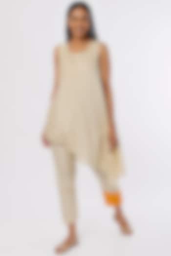 Nude Dola Silk Cigarette Pant Set by Ezra at Pernia's Pop Up Shop