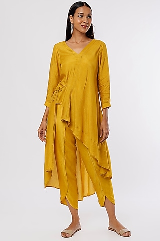 Yellow Dola Silk Top by Ezra