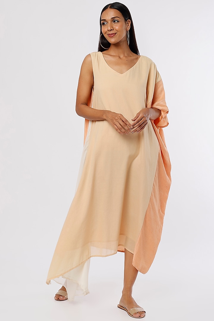 Peach Color-Blocked Dress by Ezra