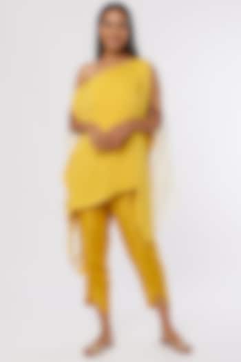 Yellow Dhoti Set by Ezra