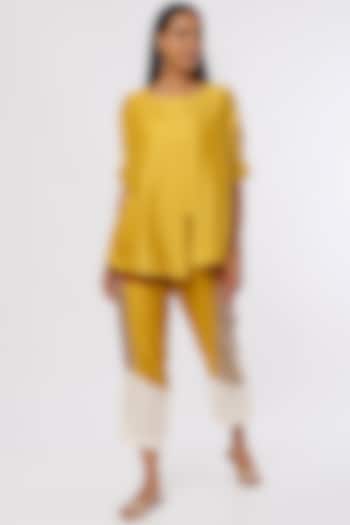 Yellow Cotton Voile Top by Ezra