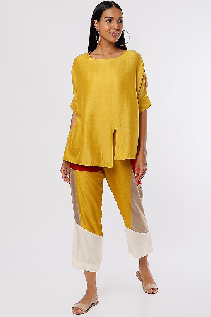 Yellow Cotton Voile Top by Ezra