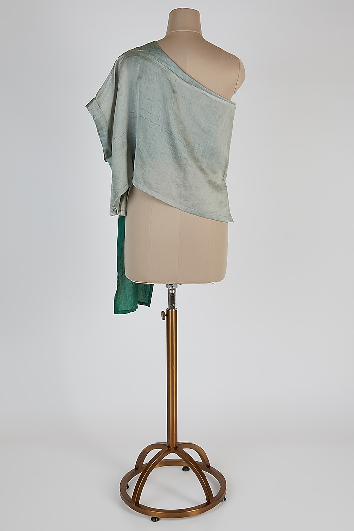 Grey & Green One Shoulder Top by EZRA at Pernia's Pop Up Shop