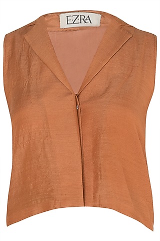 Burnt Orange Sleeveless Crop Top by EZRA