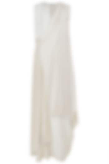 Ivory Asymmetrical Sleeveless Jacket by EZRA