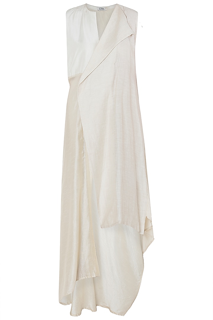 Ivory asymmetrical sleeveless jacket available only at Pernia's Pop Up Shop.