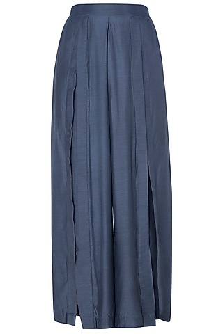 Blue Demin Box Pleated Pants by EZRA