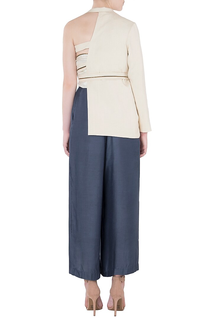 Ivory striped half blazer half sleeveless top available only at Pernia's Pop Up Shop.