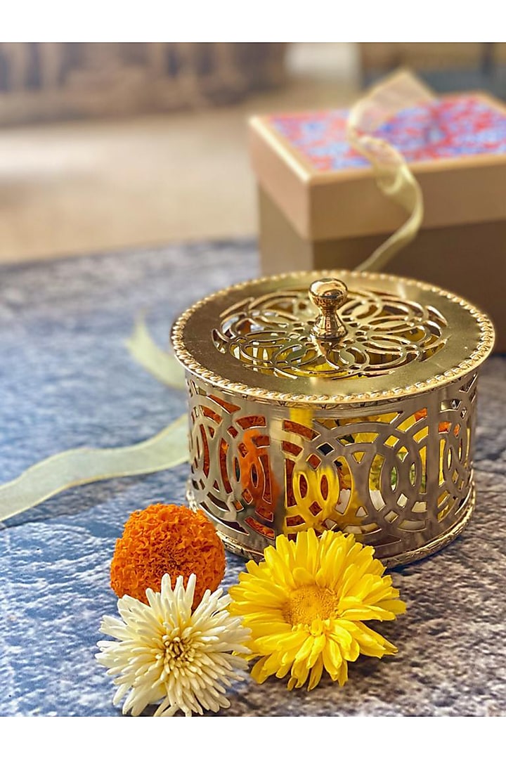 Gold Handcrafted Filigree Box  by Faaya Gifting