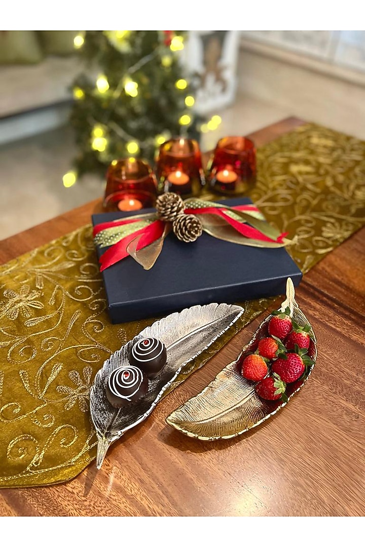 Gold & Silver Nickel Leaf Holders (Set of 2) by Faaya Gifting at Pernia's Pop Up Shop
