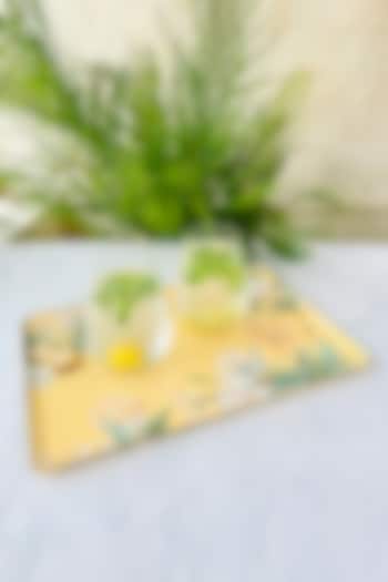 Yellow Lisbon Lemon Iron Large Rectangle Serving Tray by Faaya Gifting
