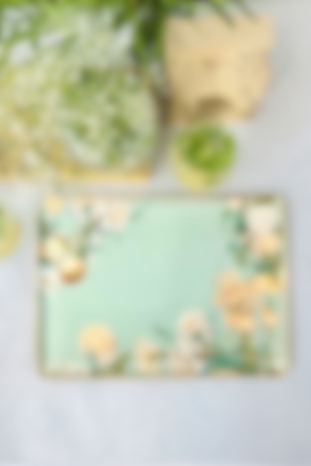 Green Lisbon Lemon Iron Rectangle Serving Tray by Faaya Gifting at Pernia's Pop Up Shop