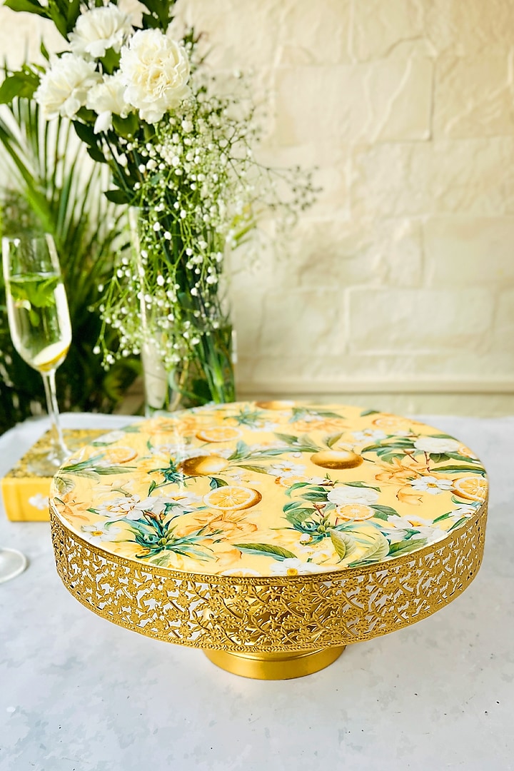 Yellow Lisbon Lemon Iron Cake Stand by Faaya Gifting