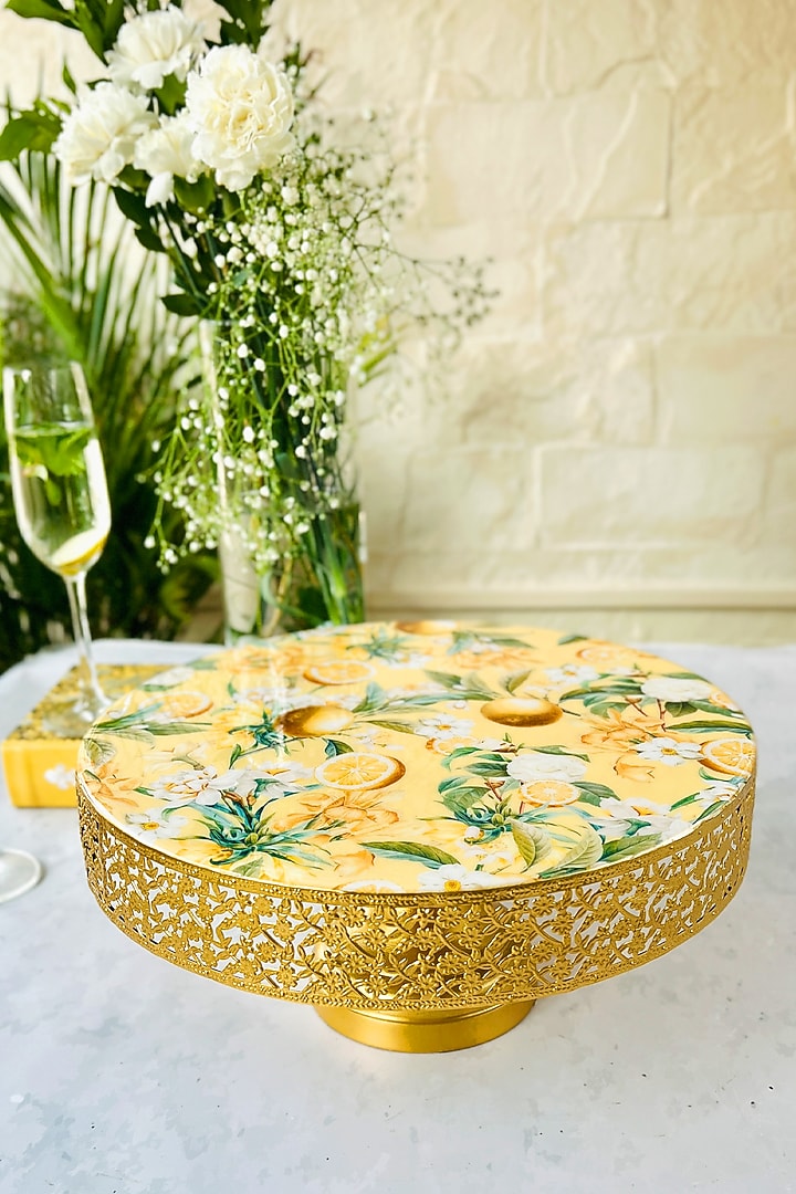 Yellow Lisbon Lemon Iron Cake Stand by Faaya Gifting at Pernia's Pop Up Shop