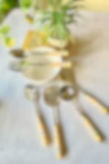 Yellow Lisbon Lemon Stainless Steel Serving Spoon Set by Faaya Gifting