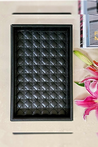 Black Glass Amadeus Tray by Faaya Gifting
