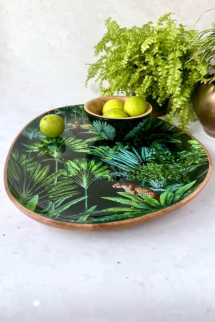 Black Amazonia Night Large Oval Platter With Dip Bowl by Faaya Gifting at Pernia's Pop Up Shop