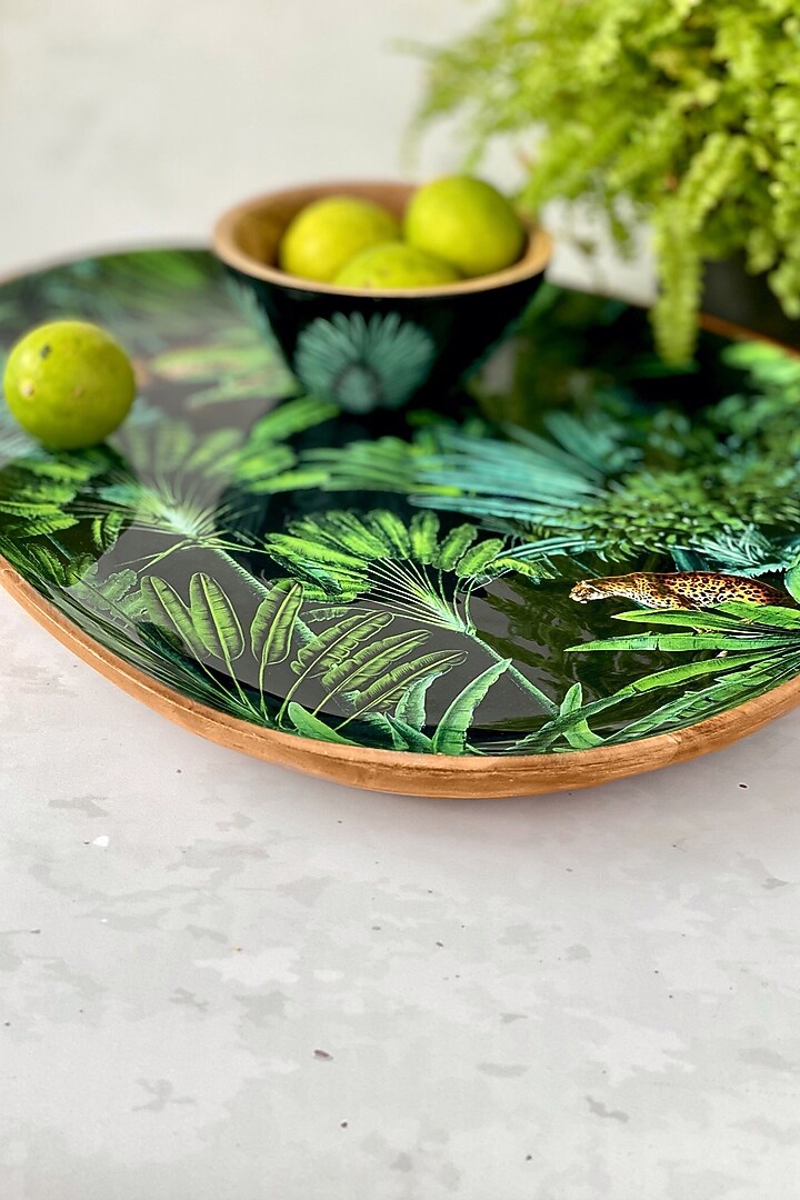 Black Amazonia Night Large Oval Platter With Dip Bowl by Faaya Gifting at Pernia's Pop Up Shop