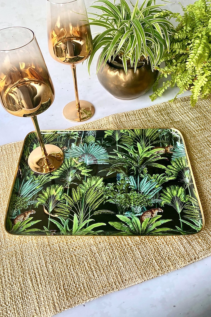 Black Amazonia Night Rectangle Serving Tray by Faaya Gifting at Pernia's Pop Up Shop