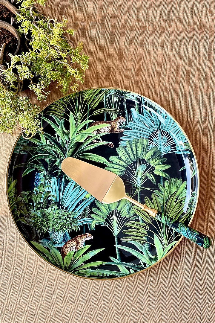 Black Amazonia Night Round Serving Tray by Faaya Gifting at Pernia's Pop Up Shop