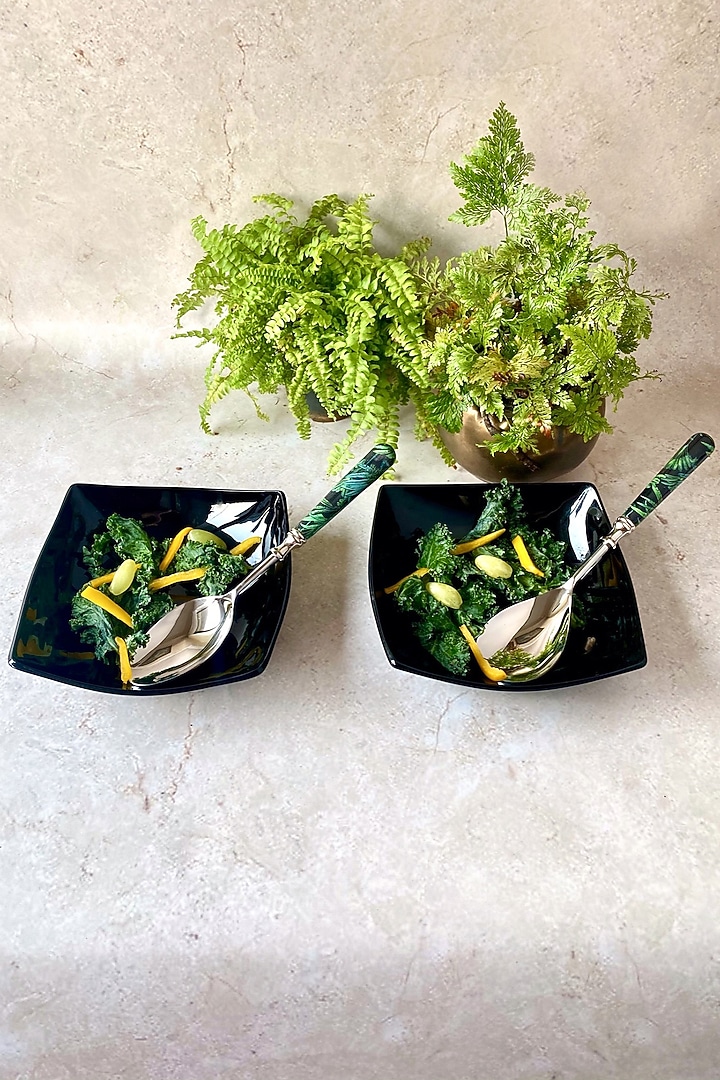 Black Amazonia Night Serving Spoons (Set of 6) by Faaya Gifting at Pernia's Pop Up Shop