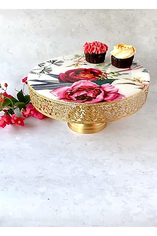 White Tudor Blooms Cake Stand by Faaya Gifting