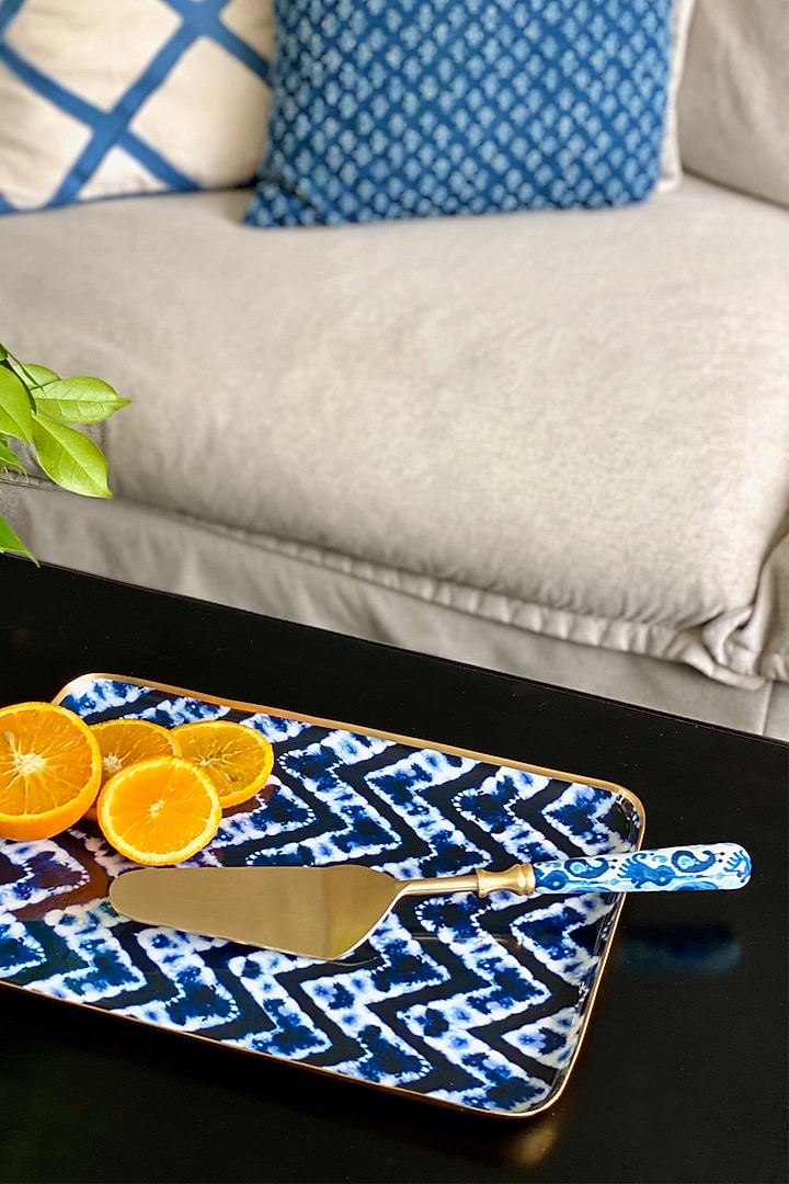 Blue Bali Boho Printed Cake Server by Faaya Gifting at Pernia's Pop Up Shop